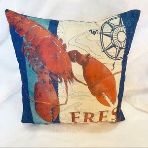 Cute lobster nautical pillow, New!